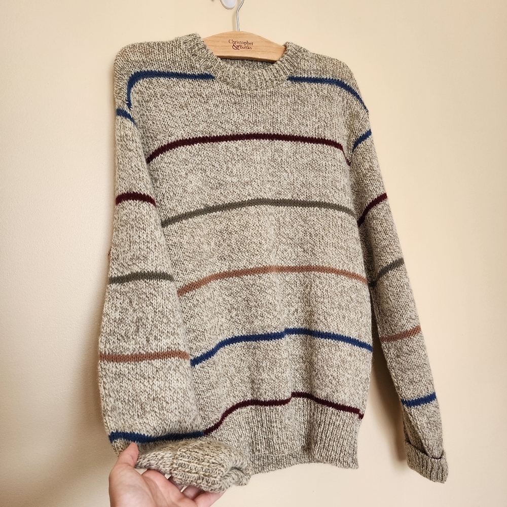 Vintage Wrangler Wool Striped Sweater | 70s Chunky Knit | Size Medium